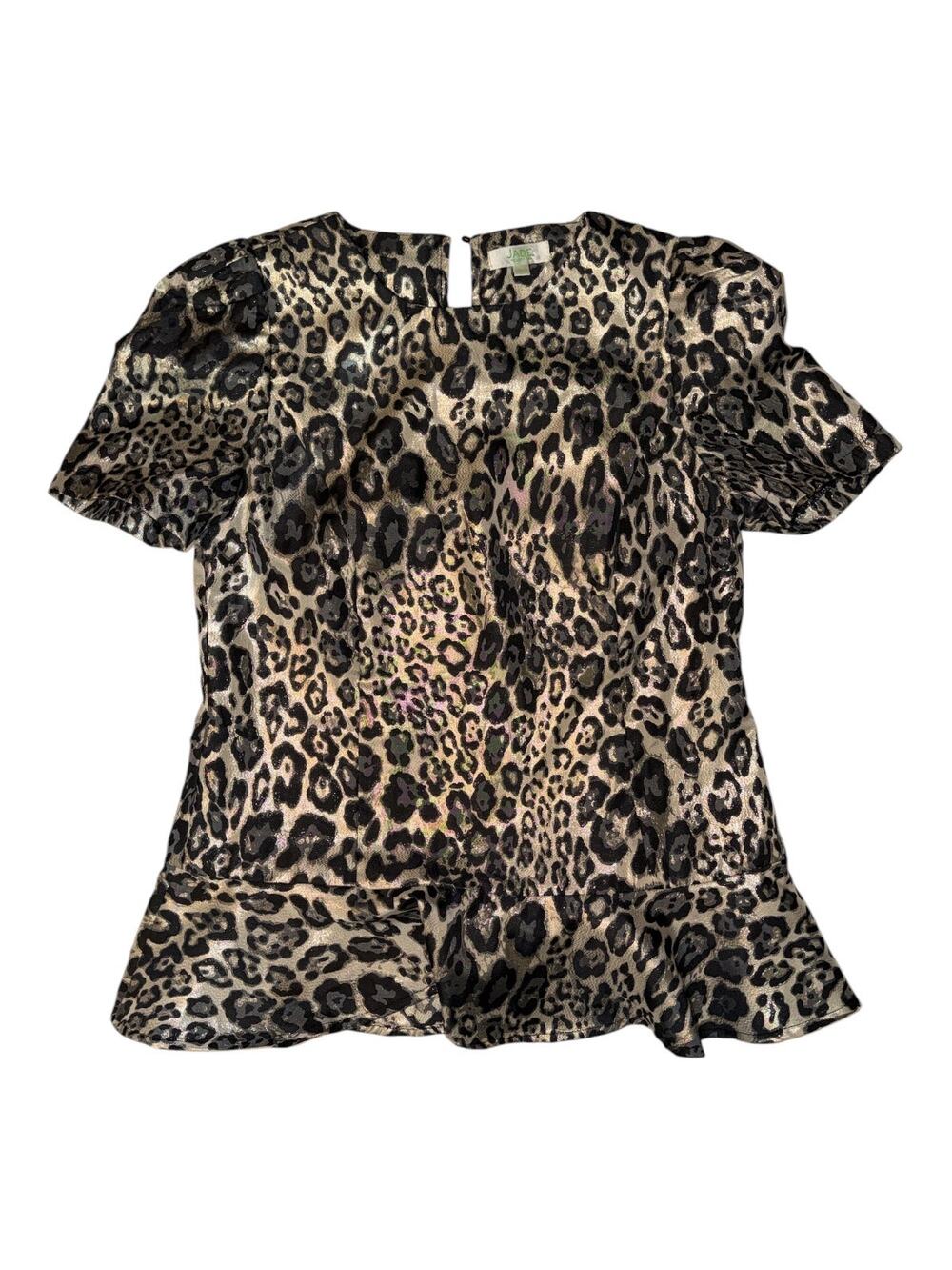 Jade Melody Tam Women’s Small Gold Metallic Leopard Top